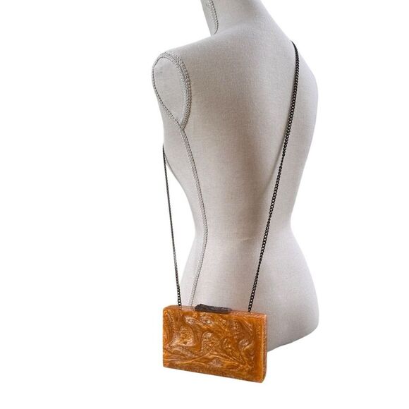 Free People Resin Box Clutch Gold Marble - Picture 2 of 10